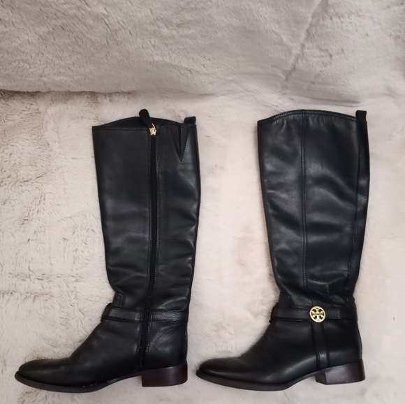 Tory Burch Leather Black Preppy Bristol Equestrian Boot Country Manor Old Money - Picture 3 of 10